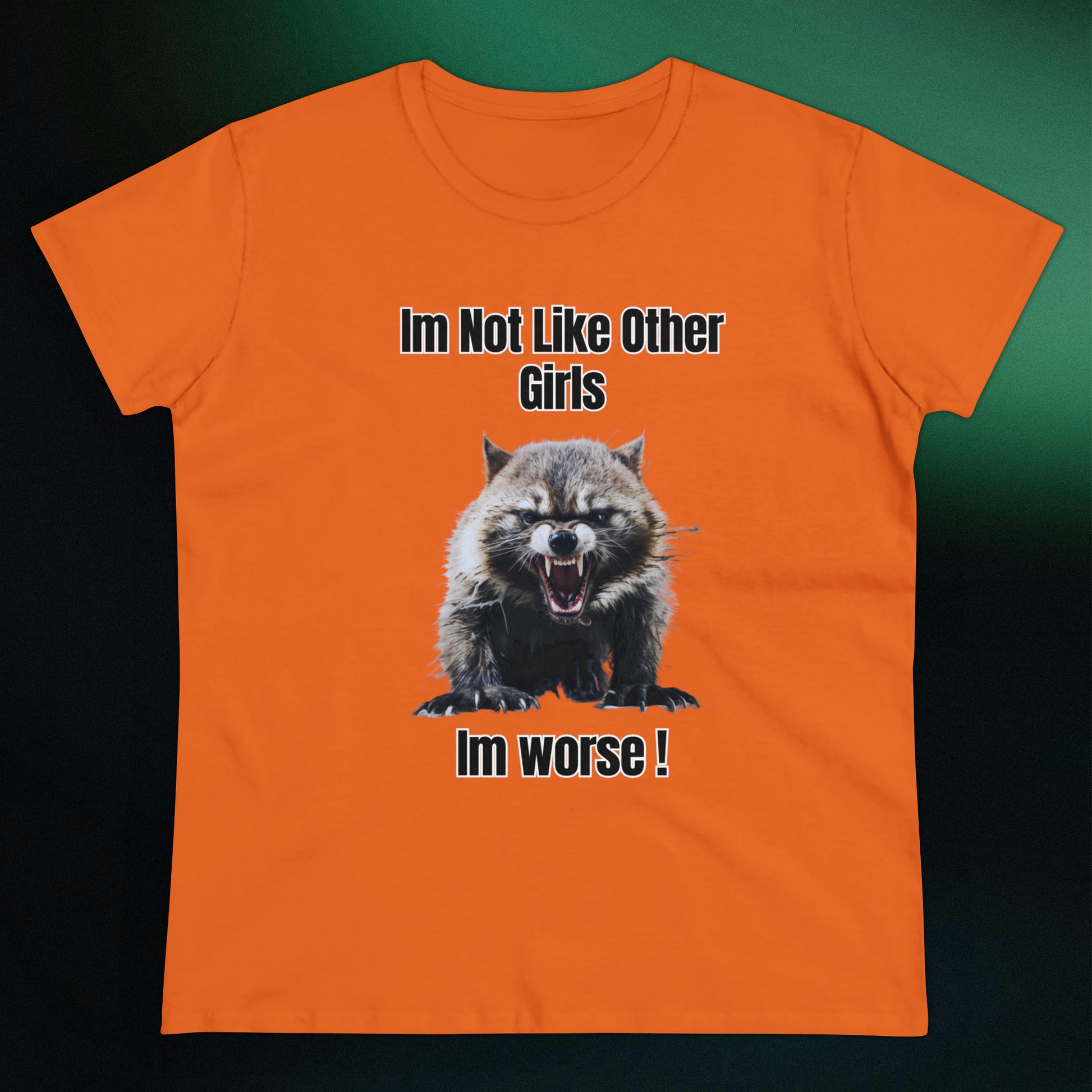 Funny Angry Raccoon T-Shirt | Im Not Like Other Girls T-Shirt Orange S 