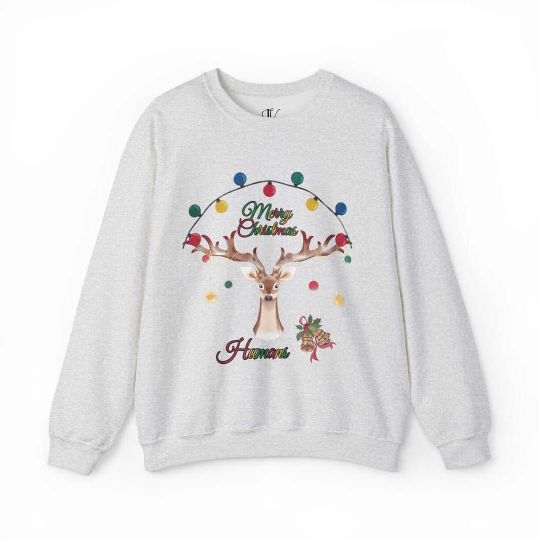 Merry Christmas Reindeer Sweatshirt Sweatshirt Printify S Ash