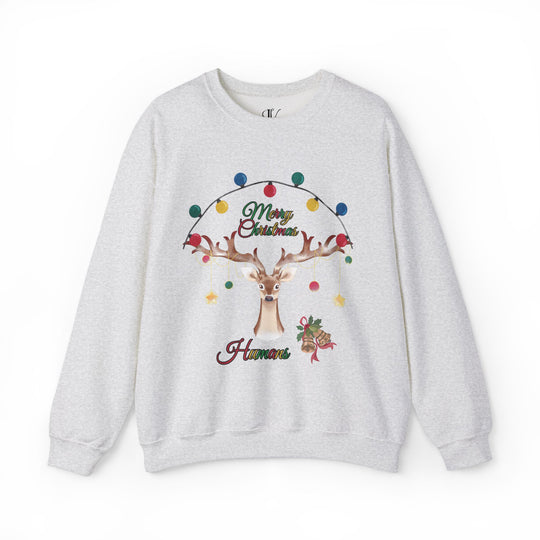 Merry Christmas Reindeer Sweatshirt Sweatshirt Printify S Ash