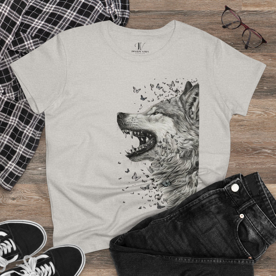 Wolf Butterfly Tee T-Shirt Printify Ash XL