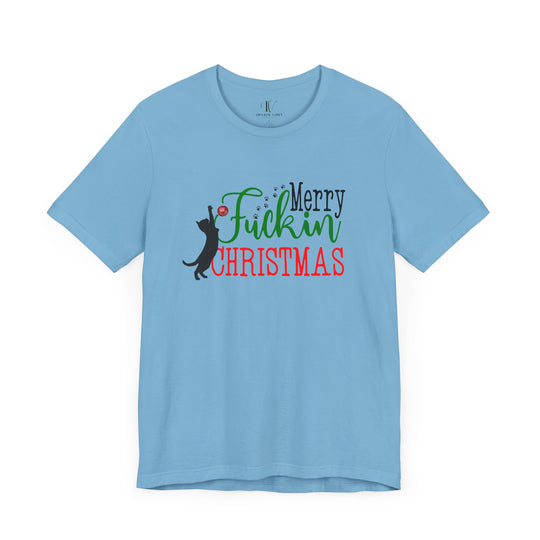 Christmas Cat Unisex Tee - Funny Festive Holiday Shirt with Profanity