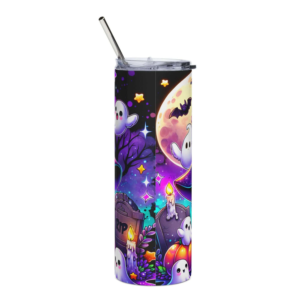20oz Stainless Steel Tumbler – Halloween 'boo boo!' Ghosts, Pumpkins & Bats Mug Printify