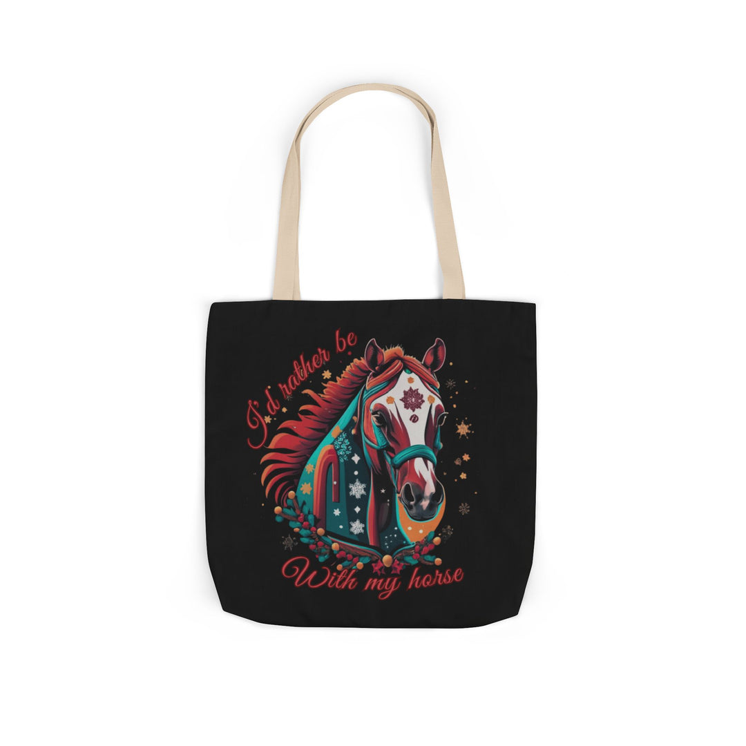 I'd Rather Be With My Horse Christmas Tote Bag Accessories Printify 18" × 18'' Beige