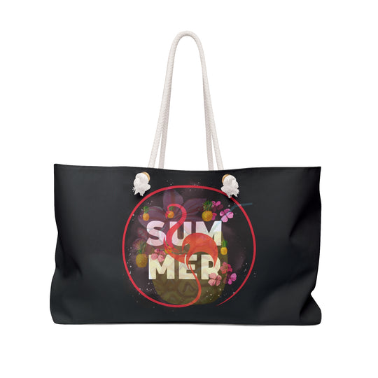 Vibrant Summer Flamingo Weekender Bag – Perfect for Beach Trips & Getaways Bags Printify 24" × 13"