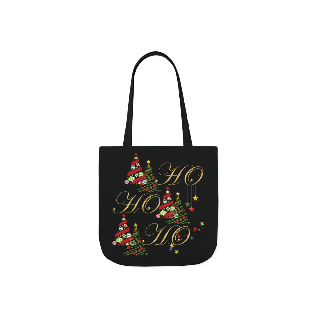 Ho Ho Ho Christmas Canvas Tote Bag Accessories Printify 13" × 13'' Black
