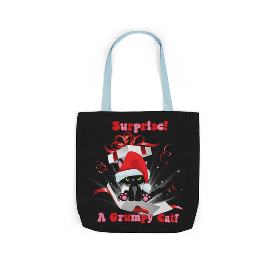 Canvas Tote Bag Grumpy Cat Christmas Surprise Accessories Printify 18" × 18'' Light blue