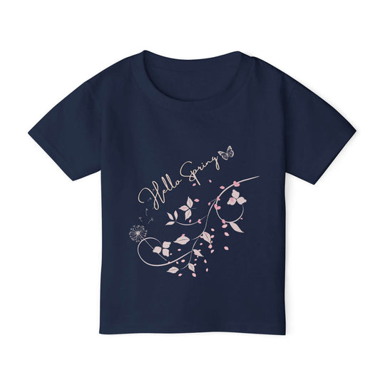 Toddler T-shirt Hello Spring Floral Kids clothes Printify Navy 2T