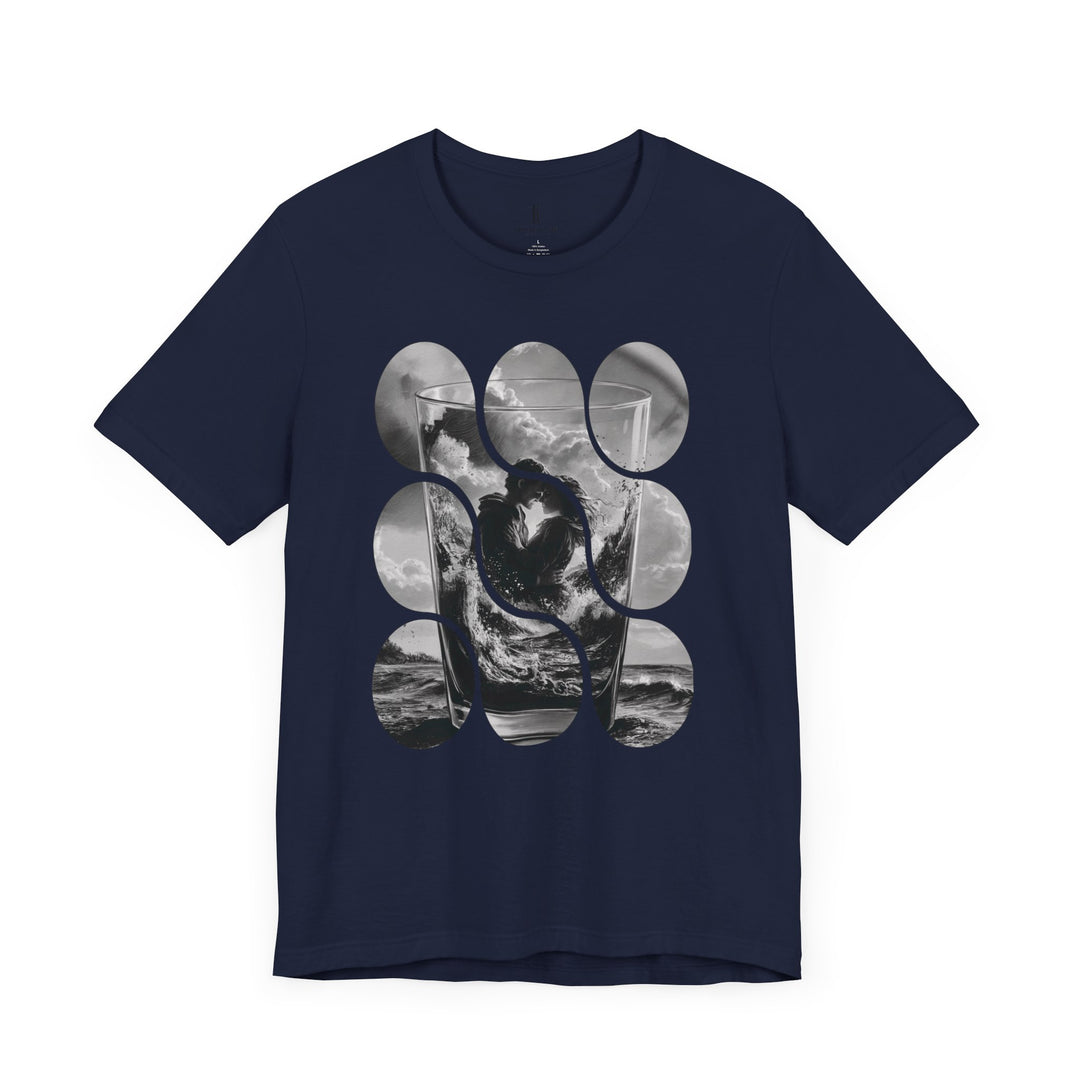 Ocean Love Story: Couples T-Shirt - "Ocean Embrace" T-Shirt Printify Navy XS