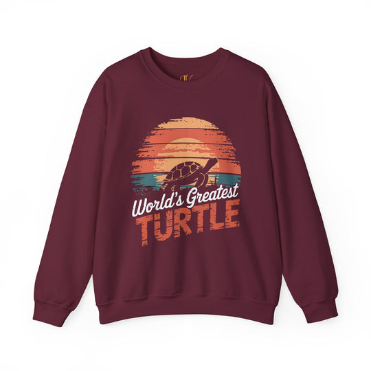 World's Greatest Turtle Crewneck Sweatshirt Sweatshirt Printify S Maroon