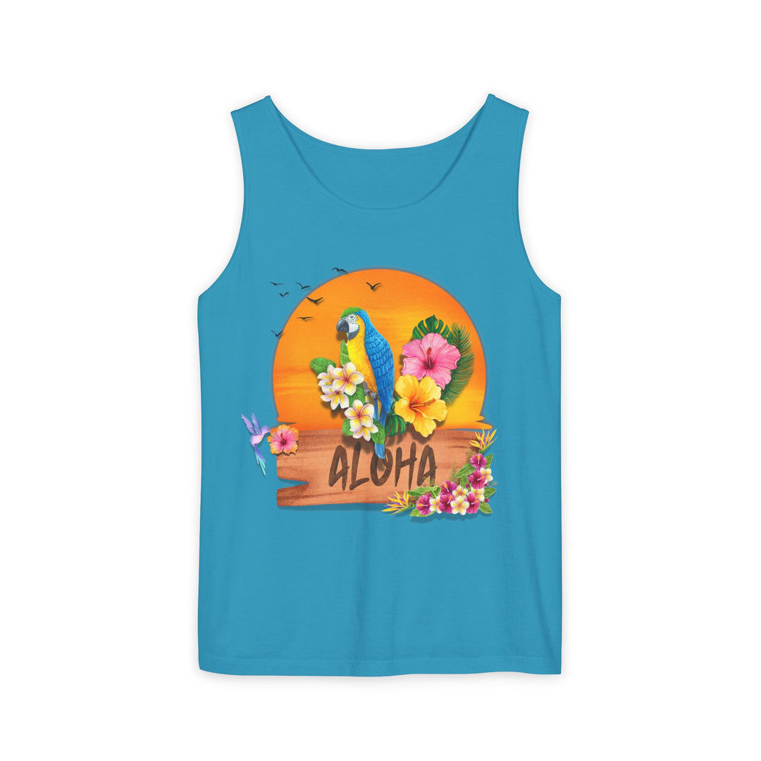 Tropical Parrot Aloha Tank Top Tank Top Printify Sapphire S