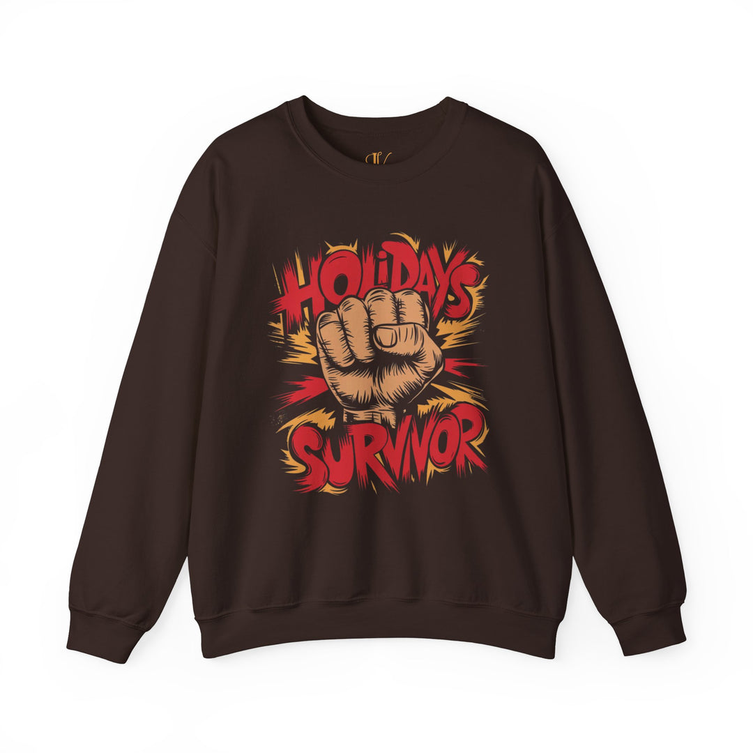 Holidays Survivor Sweatshirt Sweatshirt Printify S Dark Chocolate