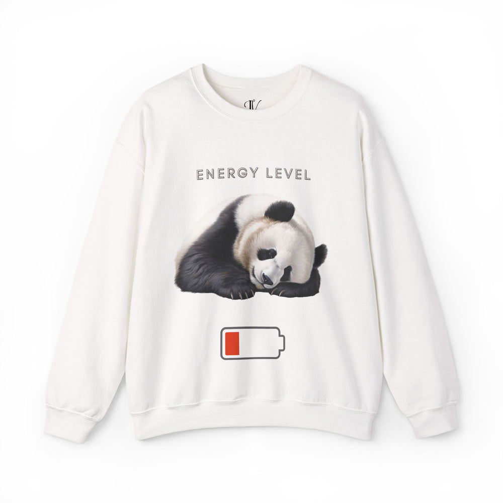 Energy Level Zero Panda Crewneck Sweatshirt Sweatshirt Printify S White