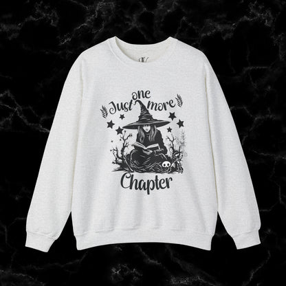 One More Chapter Sweatshirt - Book Lover Gift, Librarian Shirt, Reading Witch - Cozy Sweatshirt for Book Lovers Halloween Sweatshirt S Ash 