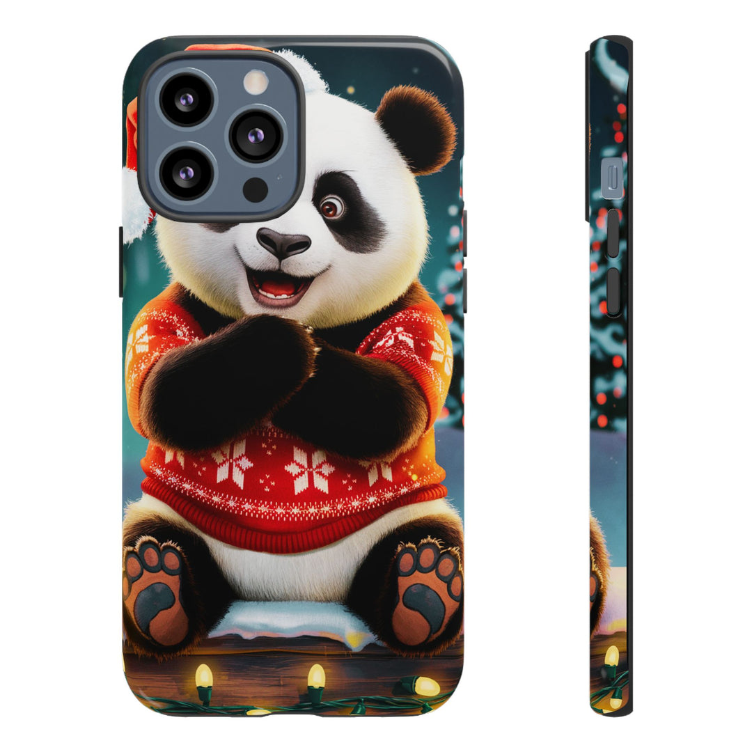 Phone Case - Festive Christmas Panda in Sweater Phone Case Printify iPhone 13 Pro Max Glossy