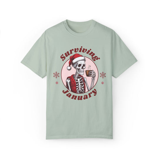 Skeleton Santa Hat Coffee Unisex T-shirt - Surviving January T-Shirt Printify Bay S