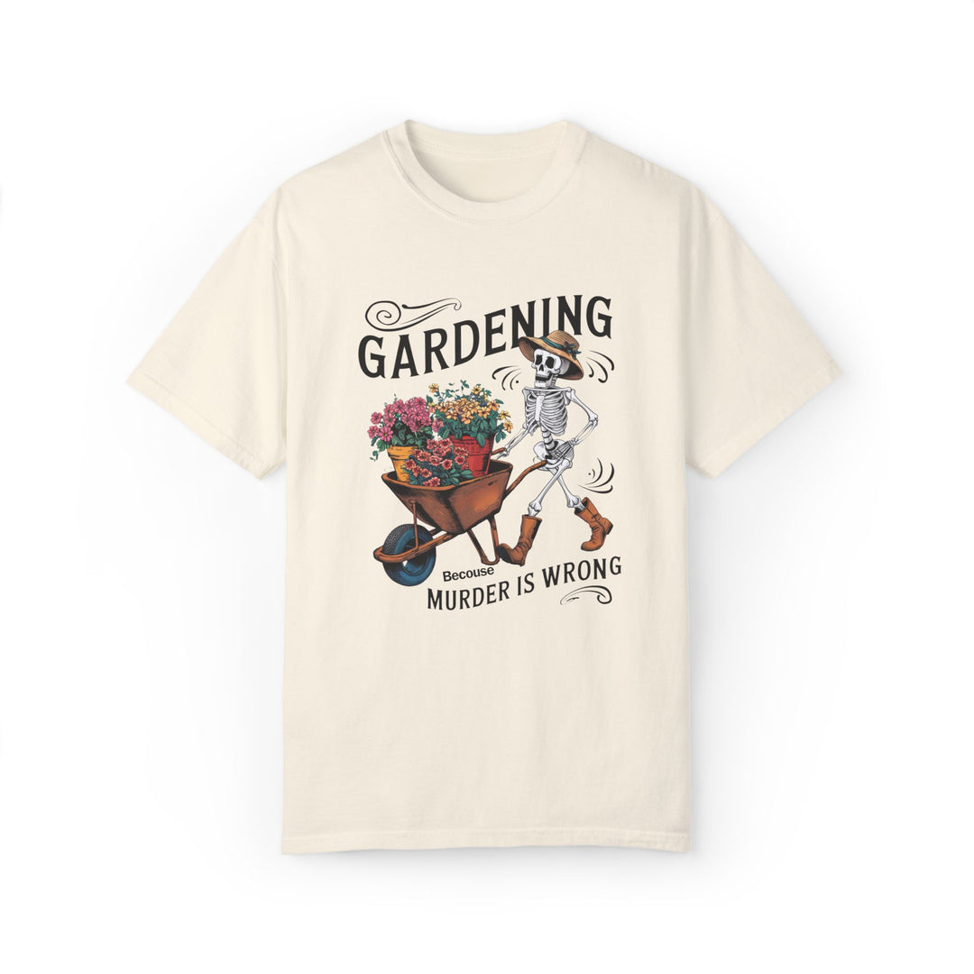 Skeleton Gardening T-shirt T-Shirt Printify Ivory S