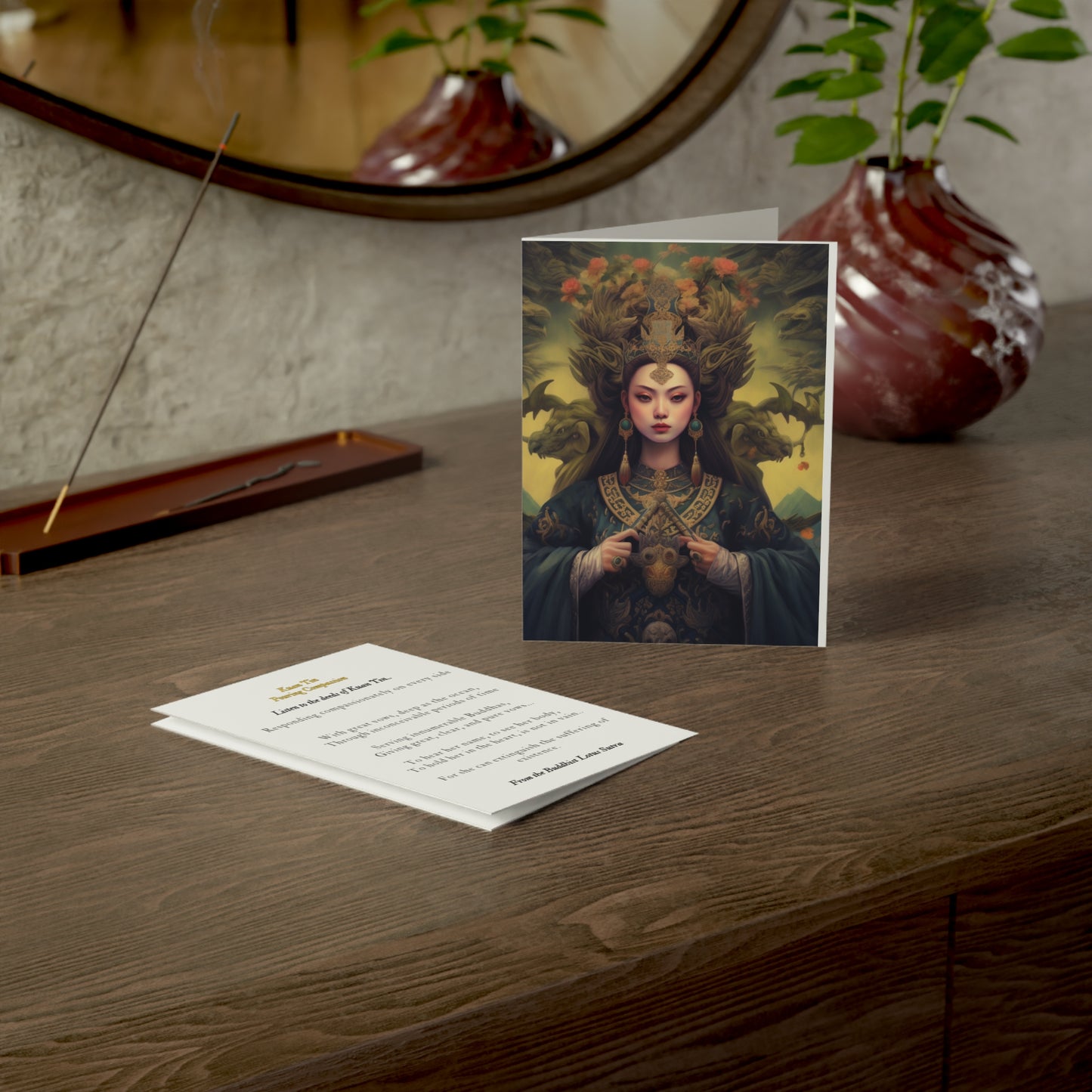 Quan Yin Card - Mother of Compassion, Kuan Yin Gift Card, Blank Inside, Goddess of Compassion Spiritual Card Paper products 4.6" x 6.25" (Vertical) Coated (one side) 10 pcs