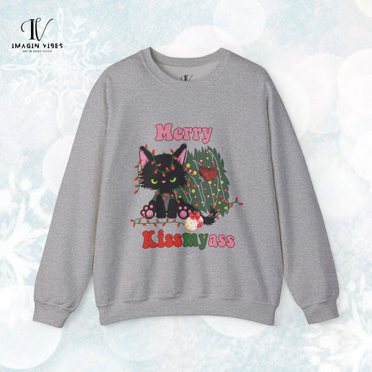 Merry Kiss: Funny Cat Sweatshirt