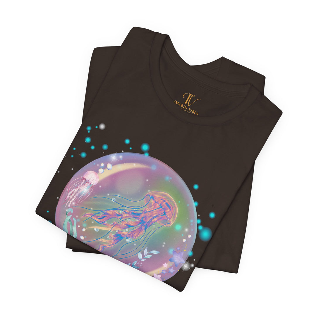 Jellyfish Galaxy Tee T-Shirt Printify Brown XS