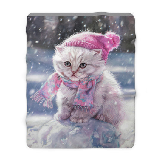 Sherpa Fleece Blanket - Cozy Kitten Winter Theme Home Decor Printify 60" × 80"