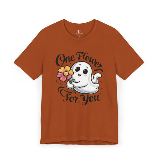 Cute Ghost "One Flower for You" T-Shirt - Spooky Fashion