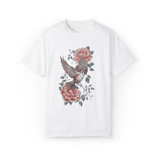 Bird and Rose Unisex Tee T-Shirt Printify White S