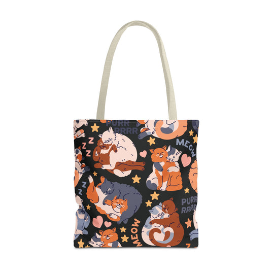 Sweet Cartoon Cats Tote Bag Bags Printify 18" × 18'' Beige