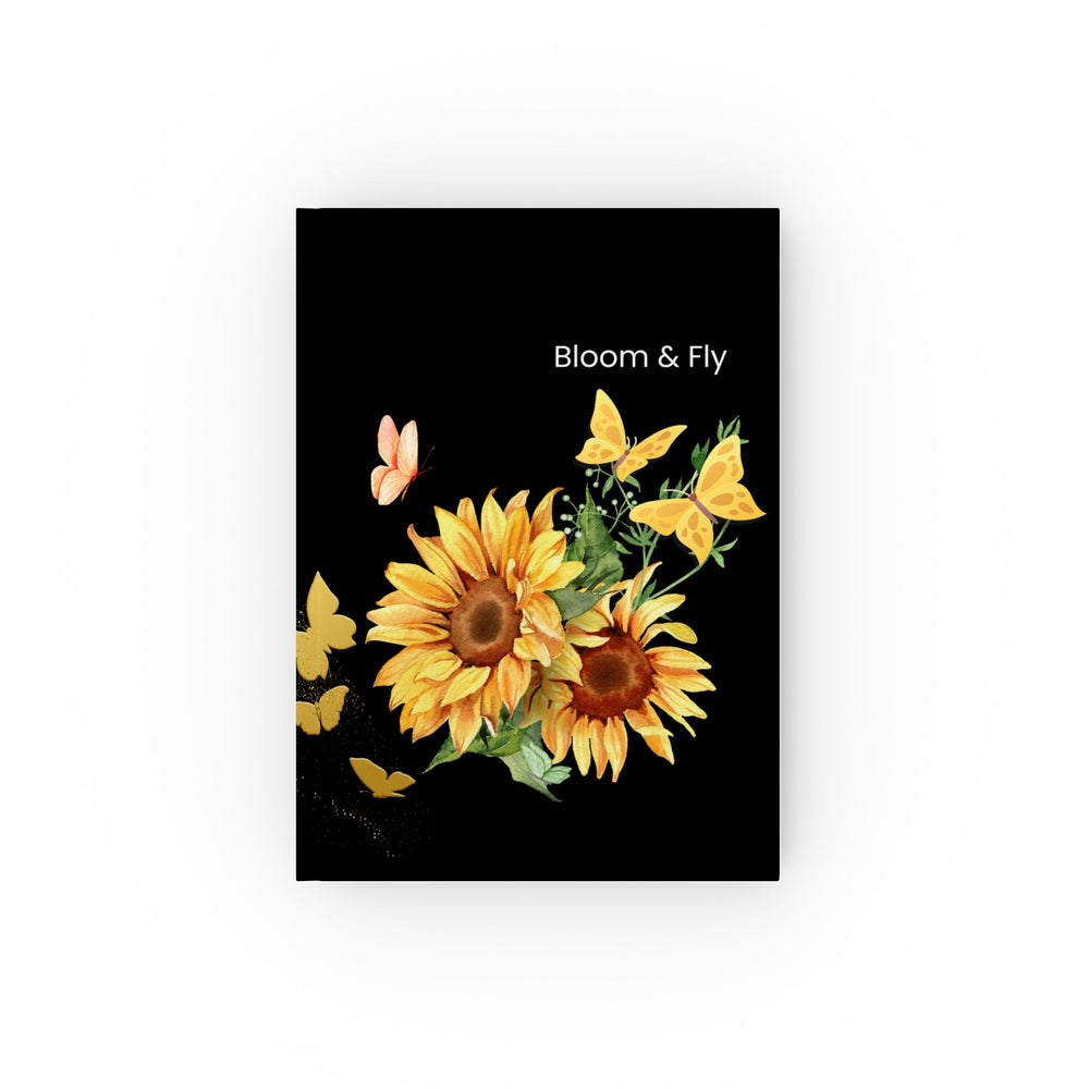 Hard Backed Journal - Sunflower and Butterfly, Bloom & Fly Paper products Printify Graph 5.2" x 7.4"