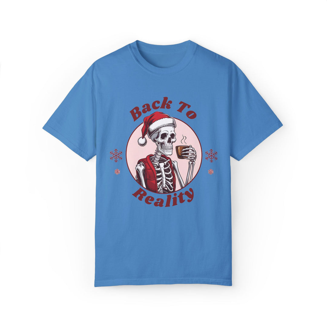 Back To Reality Skeleton Santa Coffee T-shirt T-Shirt Printify Royal Caribe S