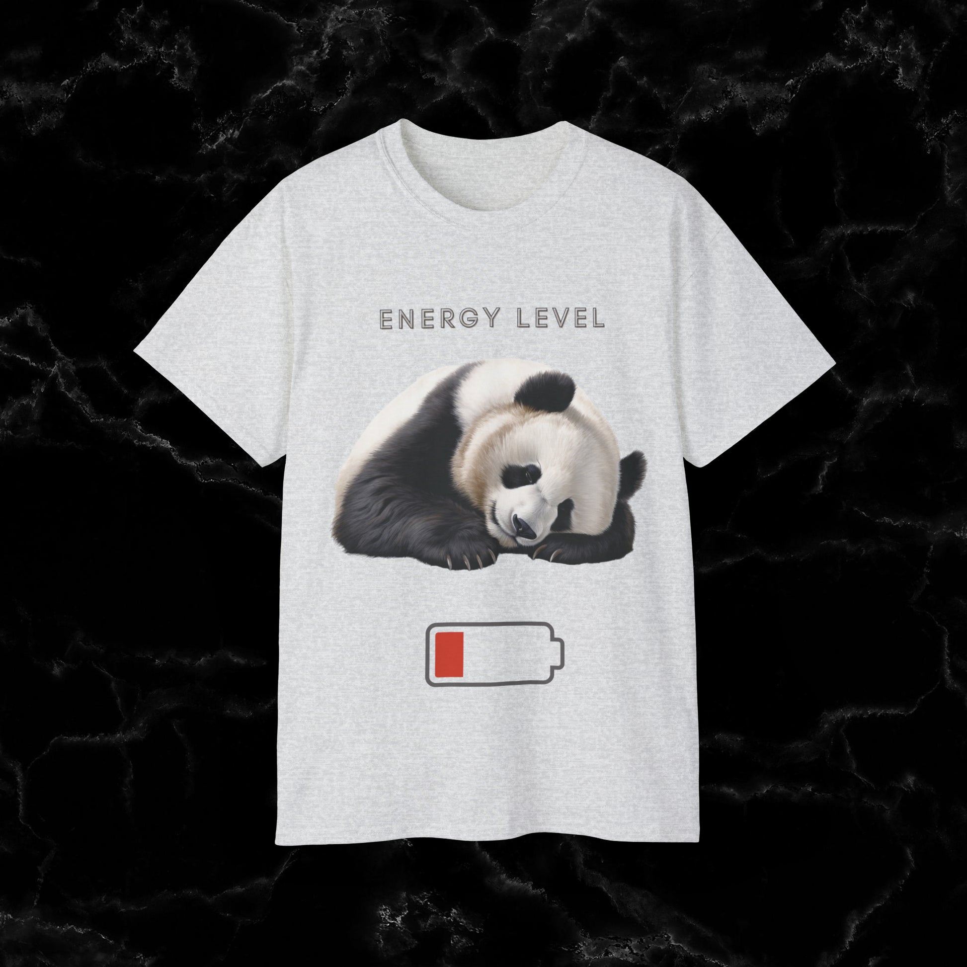 Nap Time Panda Unisex Funny Tee - Hilarious Panda Nap Design - Energy Level T-Shirt Ash S 