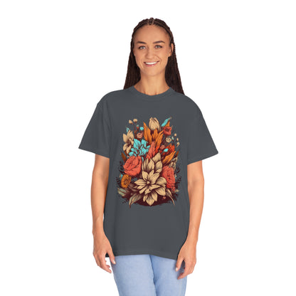 Boho Wildflowers Floral Nature Shirt | Garment Dyed Boho Tee for Nature Lovers T-Shirt Graphite S 