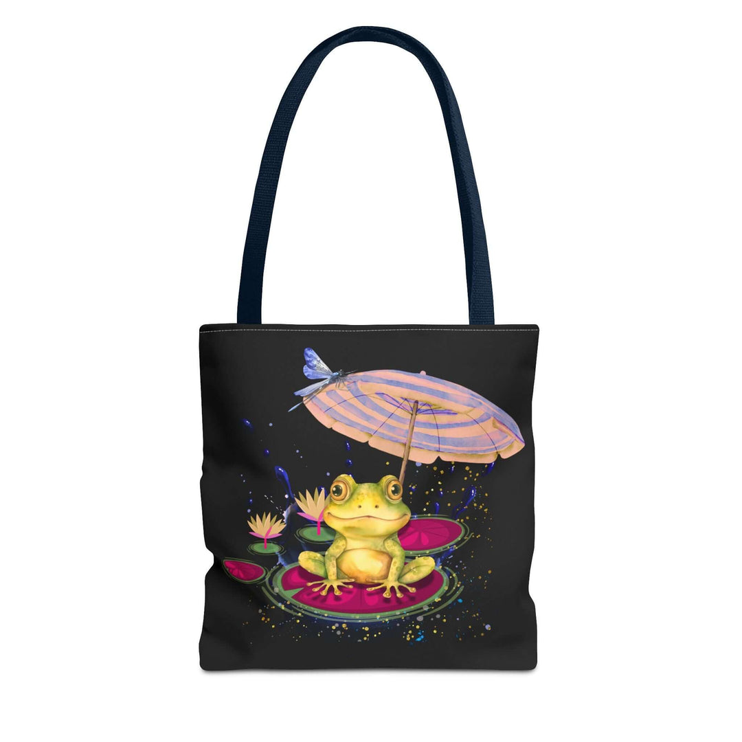 Whimsical Dreamy Frog Tote Bag Bags Printify 13" × 13'' Navy