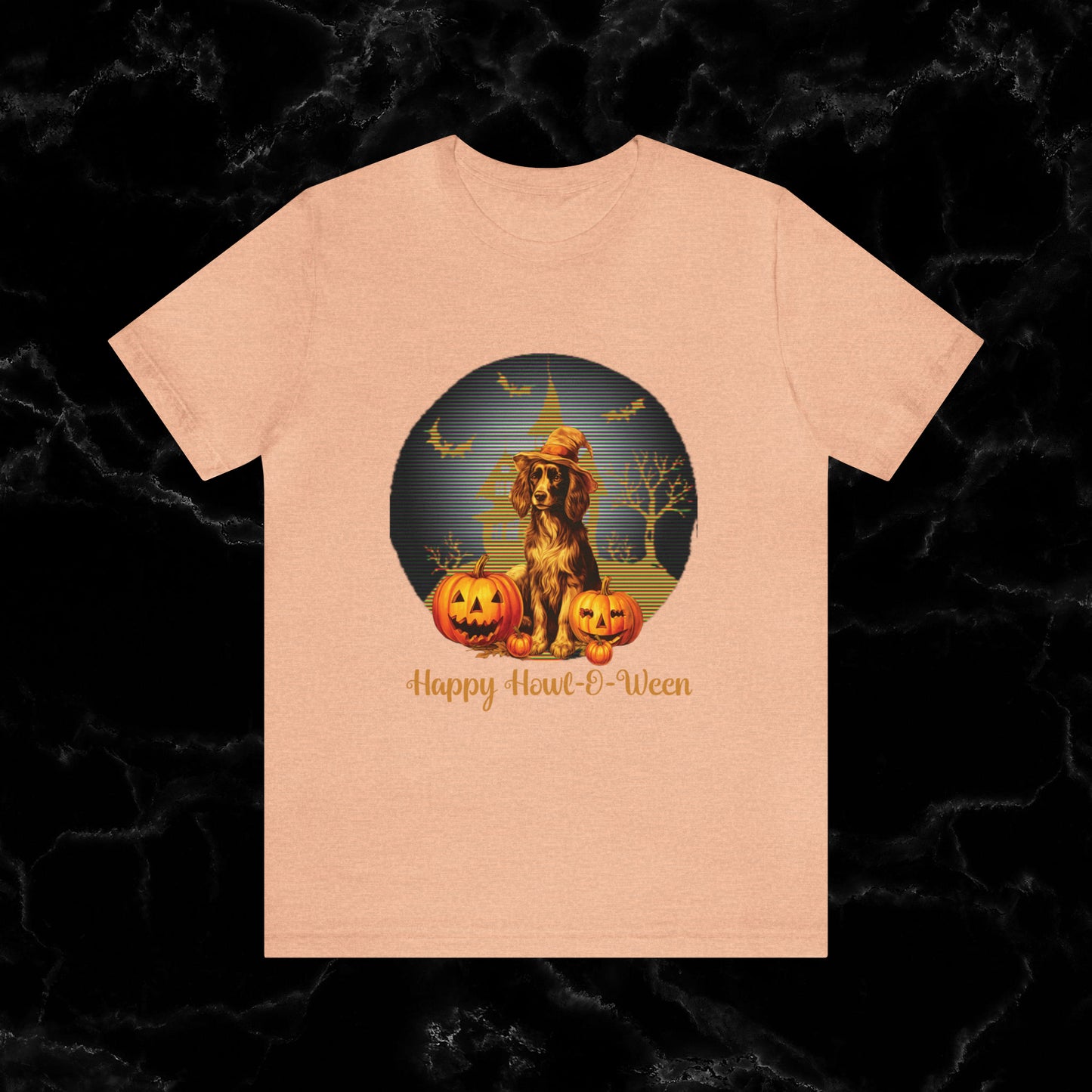 Irish Setter Happy Howl-o-ween T-Shirt | Halloween Irish Setter - Irish Setter Gift T-Shirt Heather Peach XS 