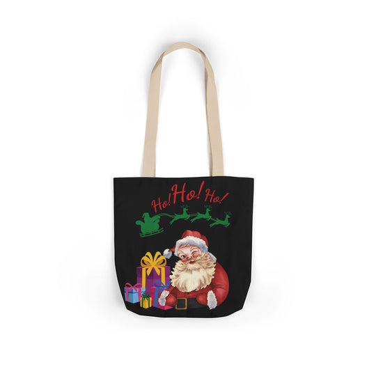 Canvas Tote Bag Santa Claus Ho Ho Ho Christmas Accessories Printify 13" × 13'' Beige