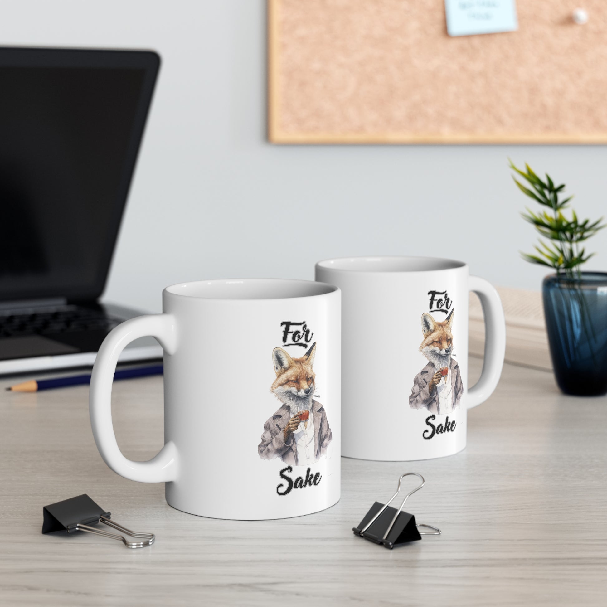 For Fox Sake: Fox Coffee Mug with Sayings - Funny Mug for Coffee Lovers, 11oz Sarcastic Mug Mug   