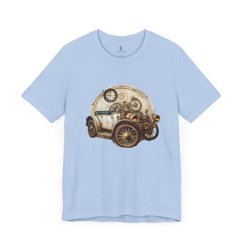 Steampunk Vintage Car T-Shirt T-Shirt Printify Baby Blue S