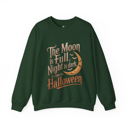 Vintage Halloween Crewneck Sweatshirt - The Moon is Full, Night is Dark