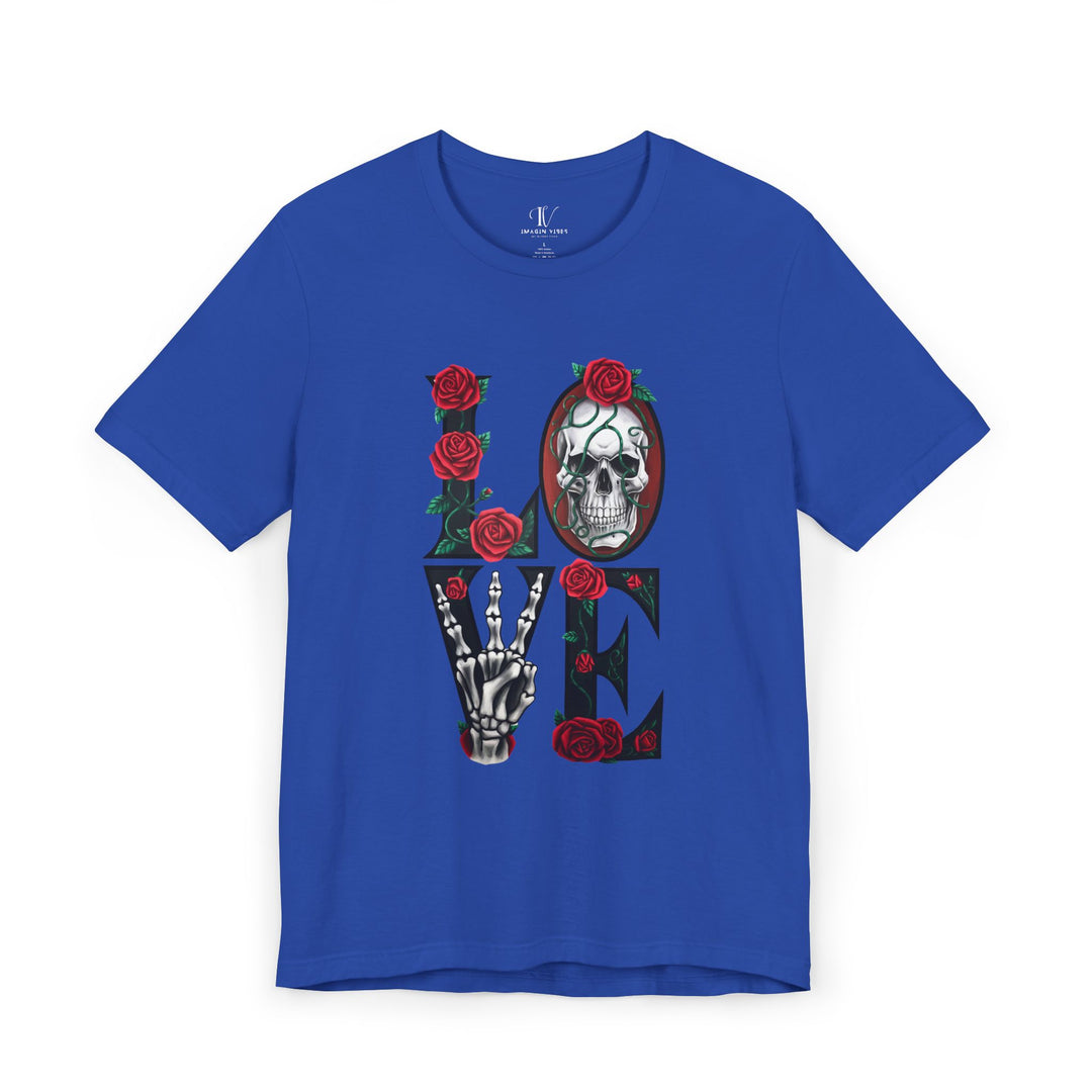 Love, Roses & Bones: Halloween T-Shirt T-Shirt Printify True Royal XS