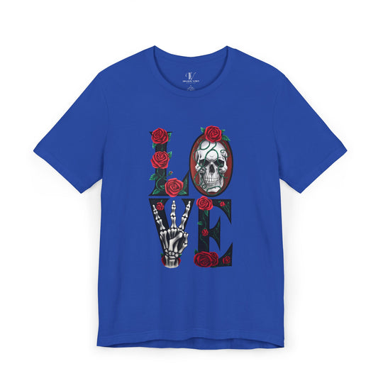 Love, Roses & Bones: Halloween T-Shirt T-Shirt Printify True Royal XS