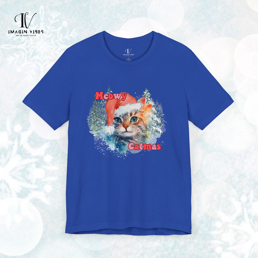 Meowy Catmas: Watercolor Cat Christmas T-Shirt