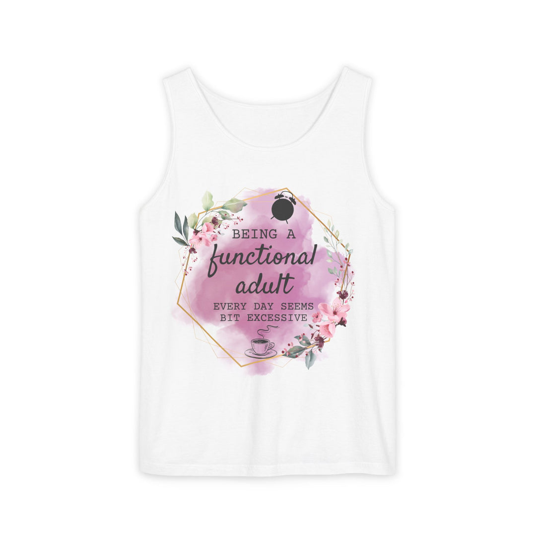 Tank Top: Humorous and Relatable Adulting Tank Top Printify White XS