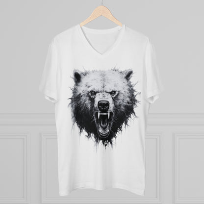Angry Bear Close Up Men's Organic V-Neck T-Shirt | Fierce Wildlife Shirt | Nature Inspired Tee V-neck   