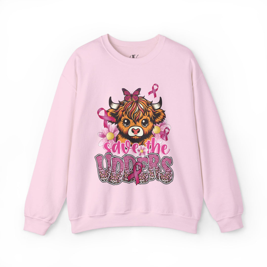 Breast Cancer Highland Cow Save the Udders Sweatshirt