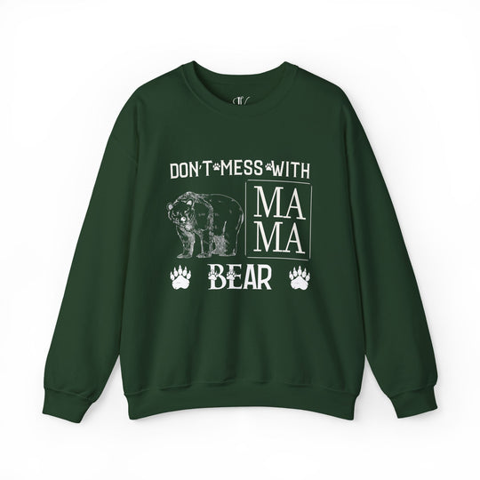 Mama Bear Crewneck Sweatshirt Sweatshirt Printify S Forest Green