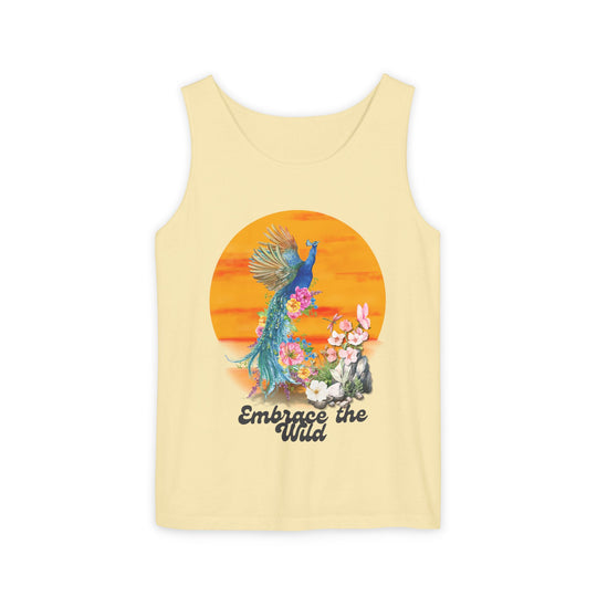 Boho-Chic Tank Top - Embrace the Wild, Peacock and Flower Tank Top Printify Butter M