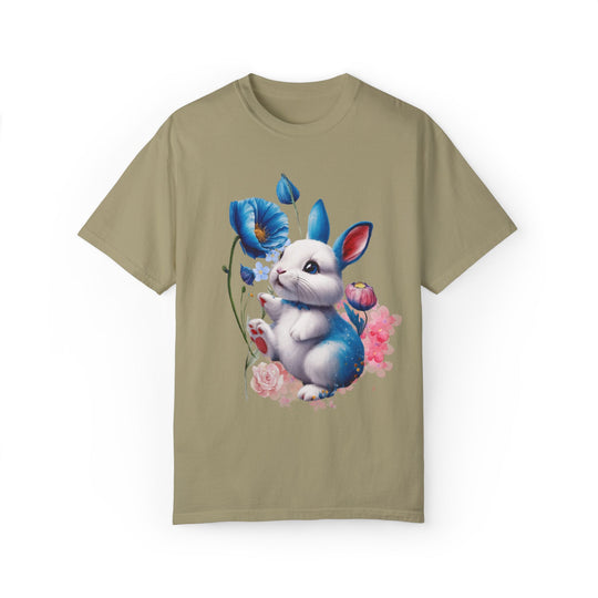 Rabbit Floral T-shirt T-Shirt Printify Khaki S