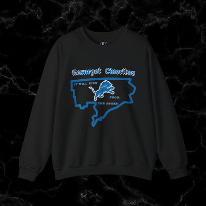 Resurget Cineribus Unisex Crewneck Sweatshirt - Latin Inspirational Gifts for Detroit Sports Football Fans Sweatshirt S Black 