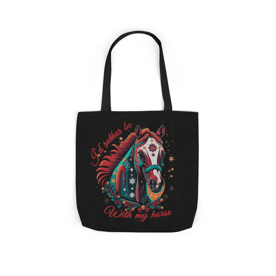 I'd Rather Be With My Horse Christmas Tote Bag Accessories Printify 18" × 18'' Black