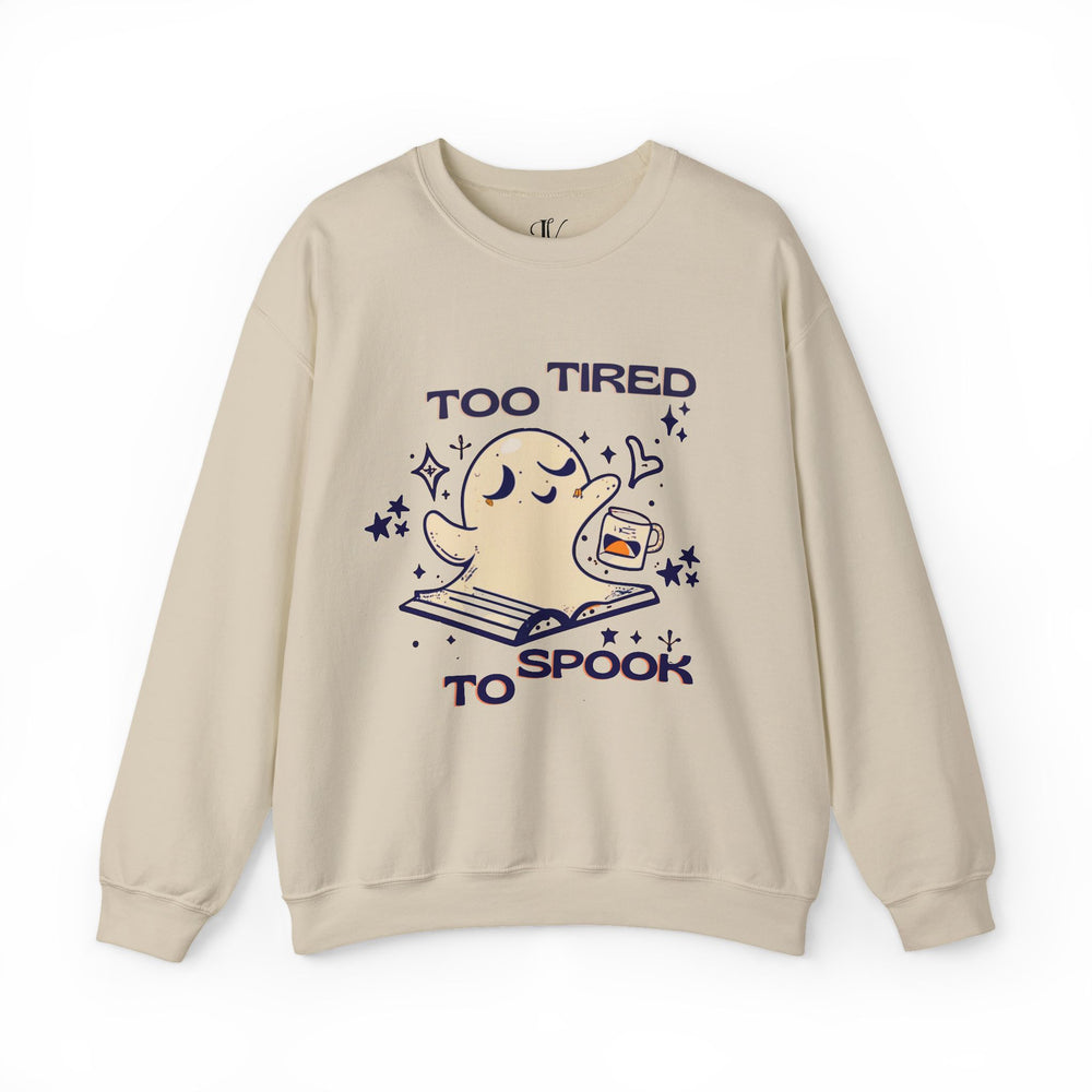 Hauntingly Bookish: Ghost Reader Sweatshirt Sweatshirt Printify S Sand