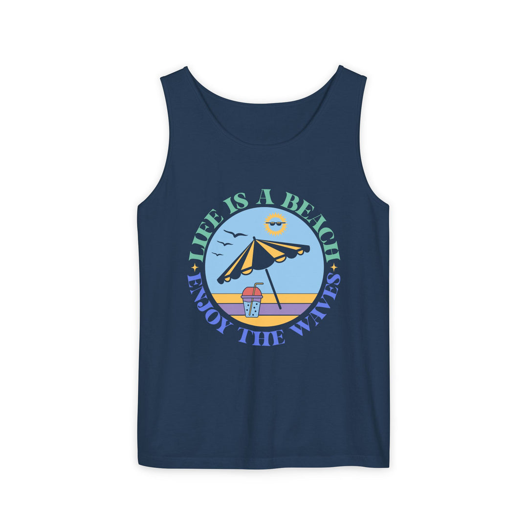 Playful Summery Tank Top for Festivals and Beach Days Tank Top Printify True Navy S